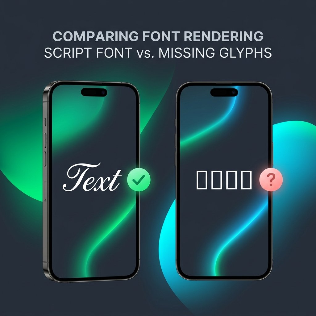 Vergleich: Unicode-Schriftart wird auf einem Gerät korrekt angezeigt, auf einem anderen als Kästchen