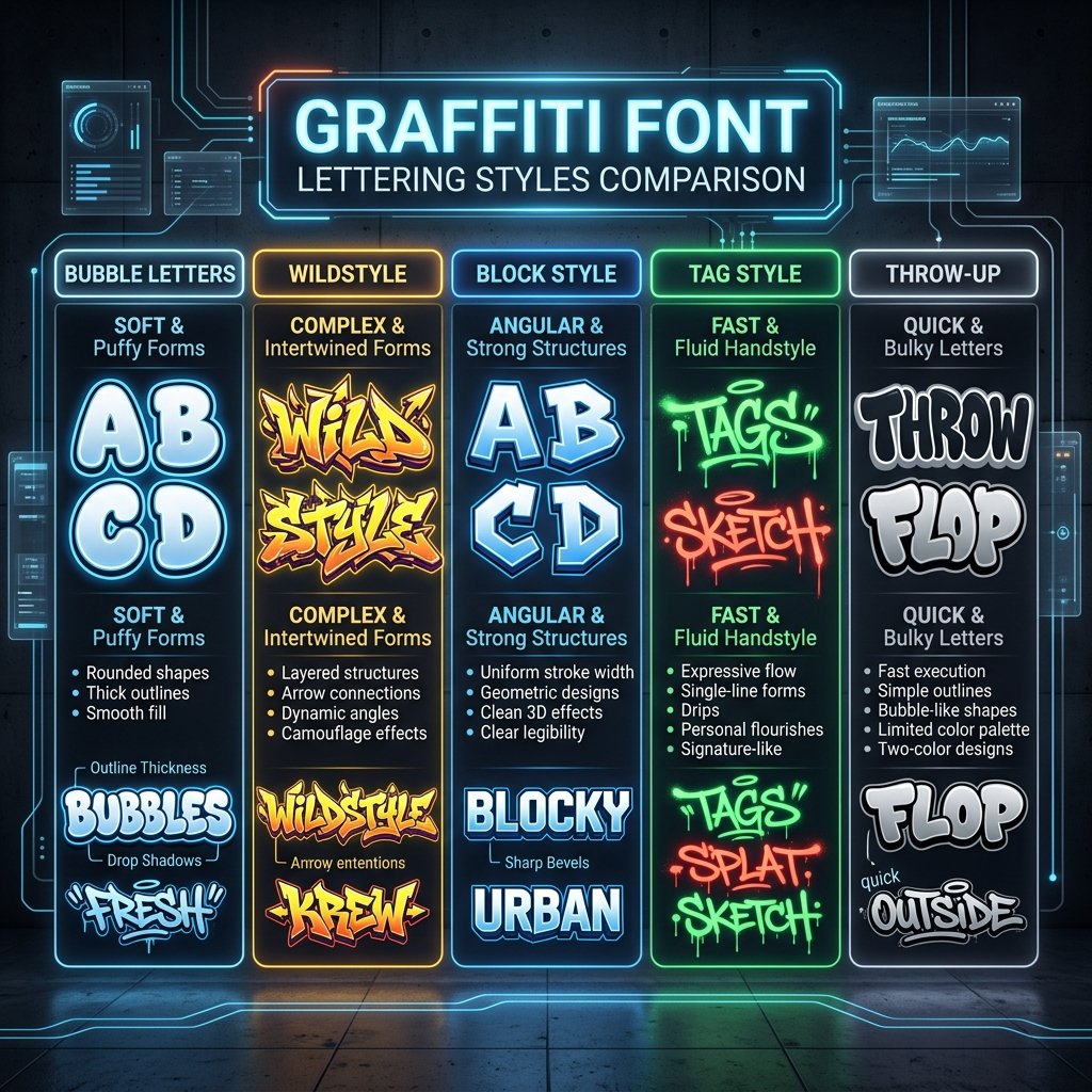 Vergleich der Graffiti-Stilrichtungen im Generator